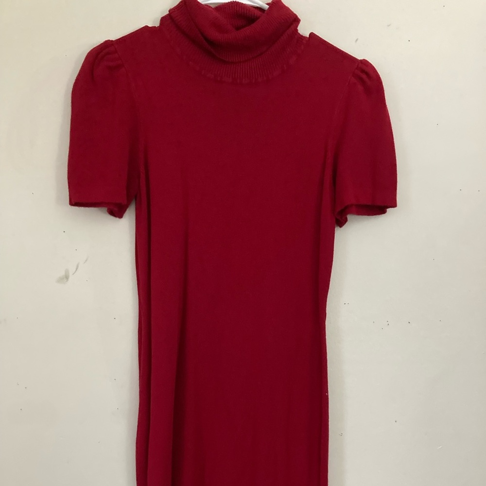 Red turtleneck dress